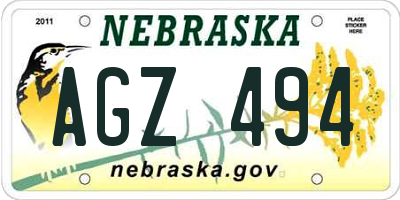 NE license plate AGZ494