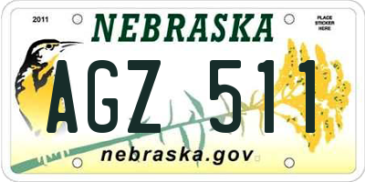 NE license plate AGZ511