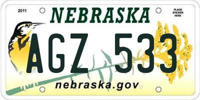 NE license plate AGZ533
