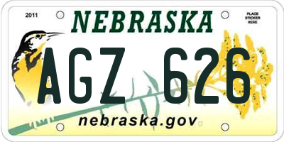 NE license plate AGZ626