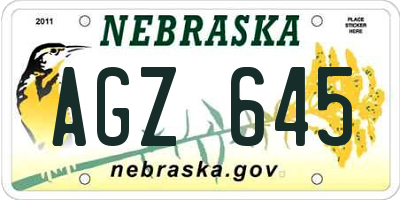 NE license plate AGZ645