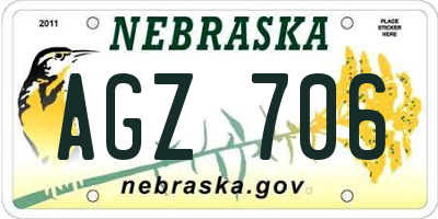 NE license plate AGZ706