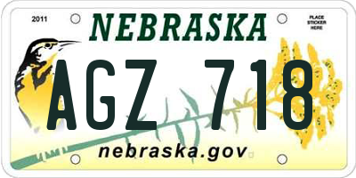 NE license plate AGZ718