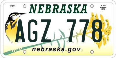 NE license plate AGZ778