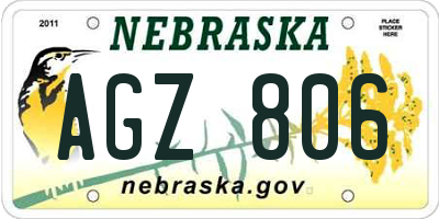 NE license plate AGZ806