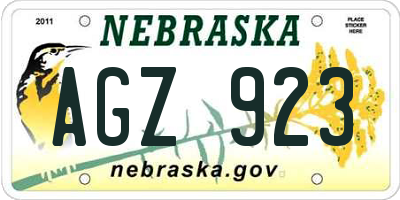 NE license plate AGZ923
