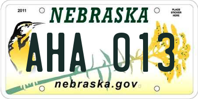 NE license plate AHA013