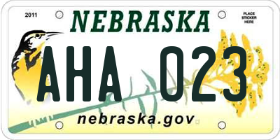 NE license plate AHA023