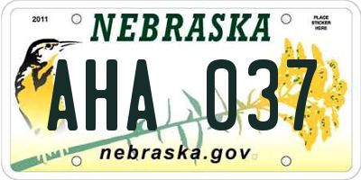 NE license plate AHA037
