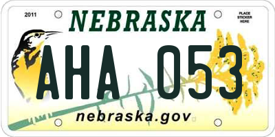 NE license plate AHA053