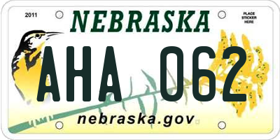 NE license plate AHA062