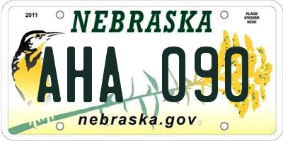NE license plate AHA090