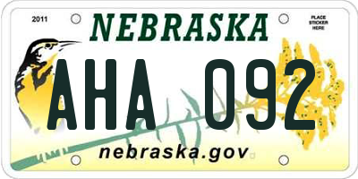 NE license plate AHA092
