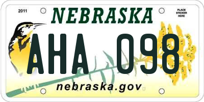 NE license plate AHA098