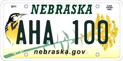 NE license plate AHA100