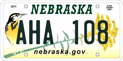 NE license plate AHA108