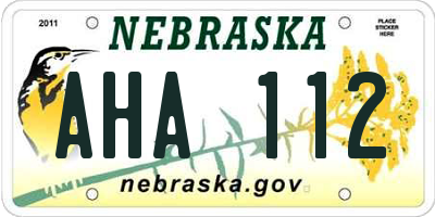NE license plate AHA112