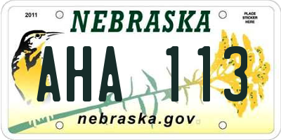 NE license plate AHA113