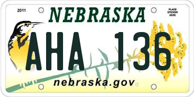 NE license plate AHA136