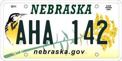 NE license plate AHA142