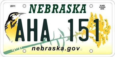 NE license plate AHA151
