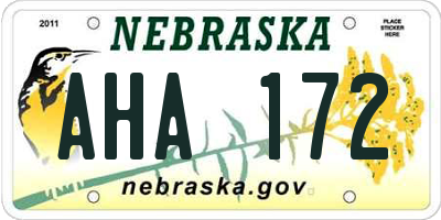 NE license plate AHA172