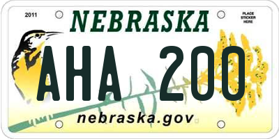 NE license plate AHA200