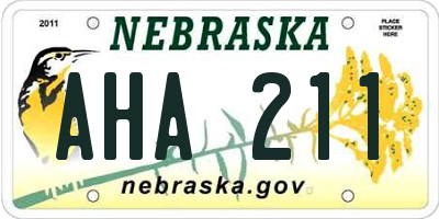 NE license plate AHA211