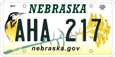 NE license plate AHA217