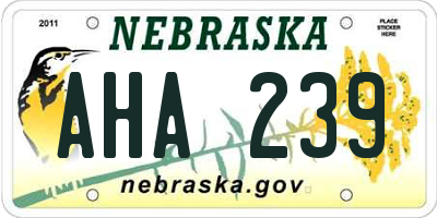 NE license plate AHA239