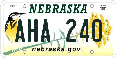 NE license plate AHA240