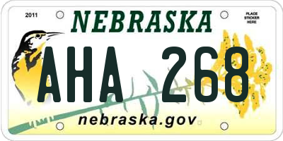 NE license plate AHA268
