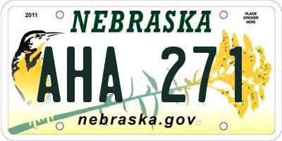 NE license plate AHA271