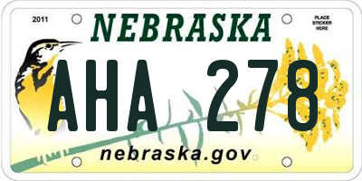 NE license plate AHA278