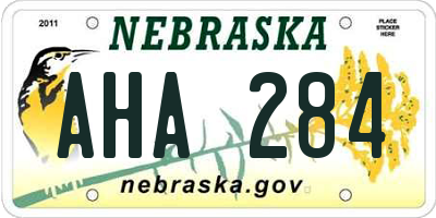 NE license plate AHA284