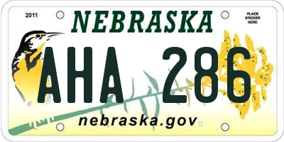 NE license plate AHA286