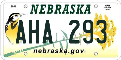 NE license plate AHA293