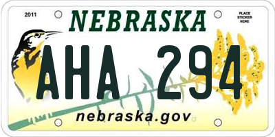 NE license plate AHA294
