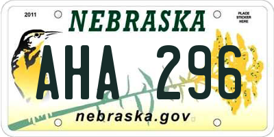 NE license plate AHA296