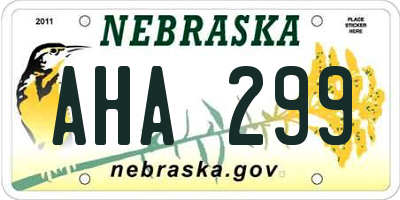 NE license plate AHA299