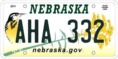 NE license plate AHA332