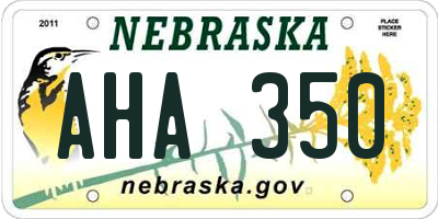 NE license plate AHA350
