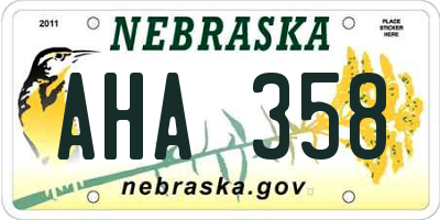 NE license plate AHA358