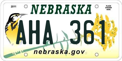 NE license plate AHA361