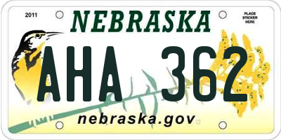 NE license plate AHA362