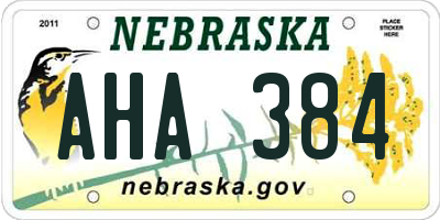 NE license plate AHA384