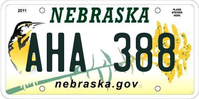 NE license plate AHA388