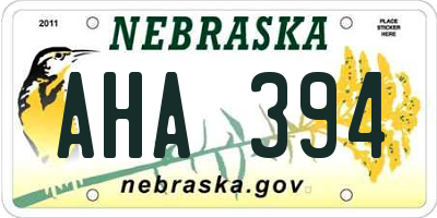 NE license plate AHA394