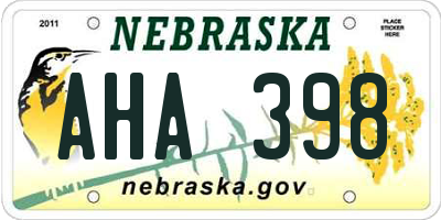 NE license plate AHA398
