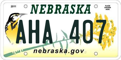 NE license plate AHA407